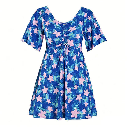 Plusock Blue Tropical Floral V Neck Swimwear - D - 7XL - image 15