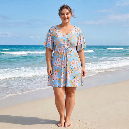 Plusock Black Floral Twist Front Swimwear - A - 7XL - image 1