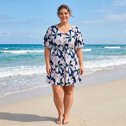 Plusock Black Floral Twist Front Swimwear - C - 7XL - image 3