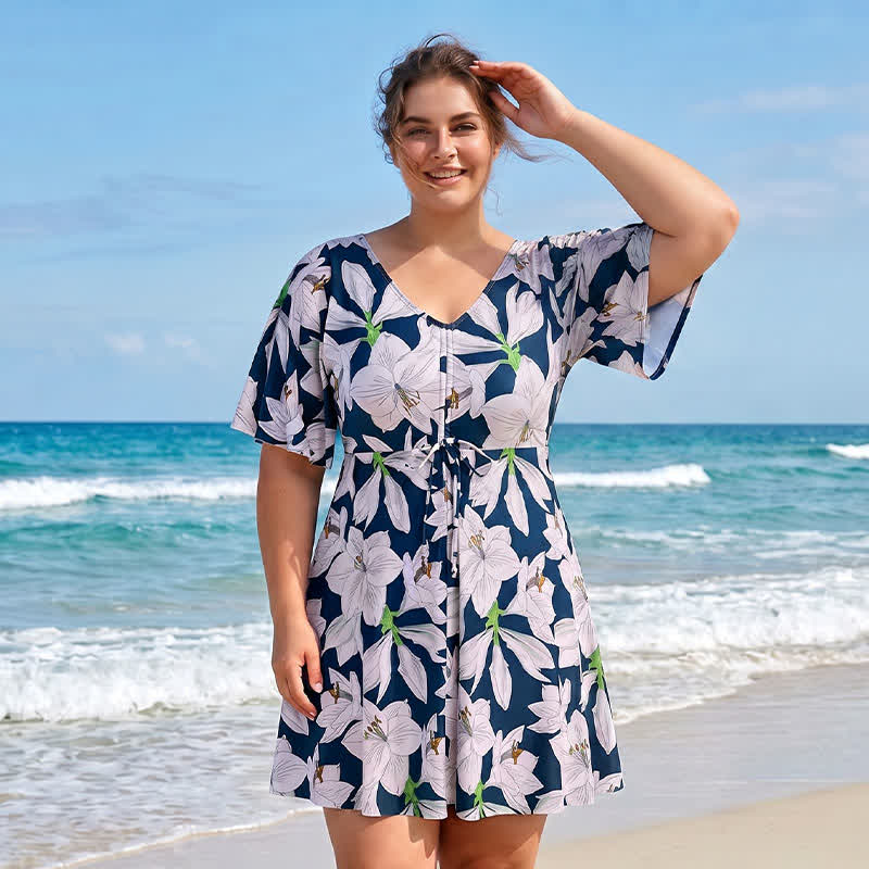 Plusock Black Floral Twist Front Swimwear - image 5