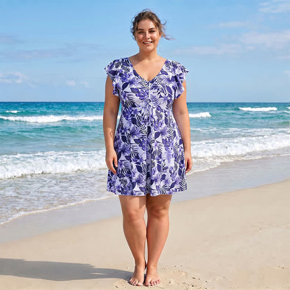 Plusock Tropical Leaf V Neck Swimwear - image 1