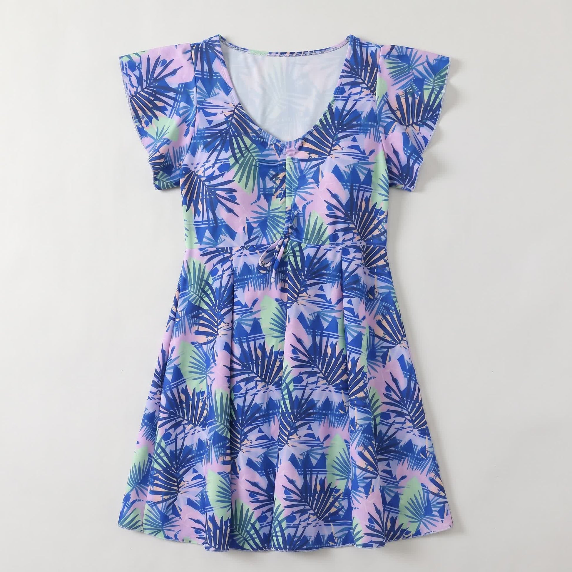 Plusock Tropical Leaf V Neck Swimwear - D - 5XL - image 11
