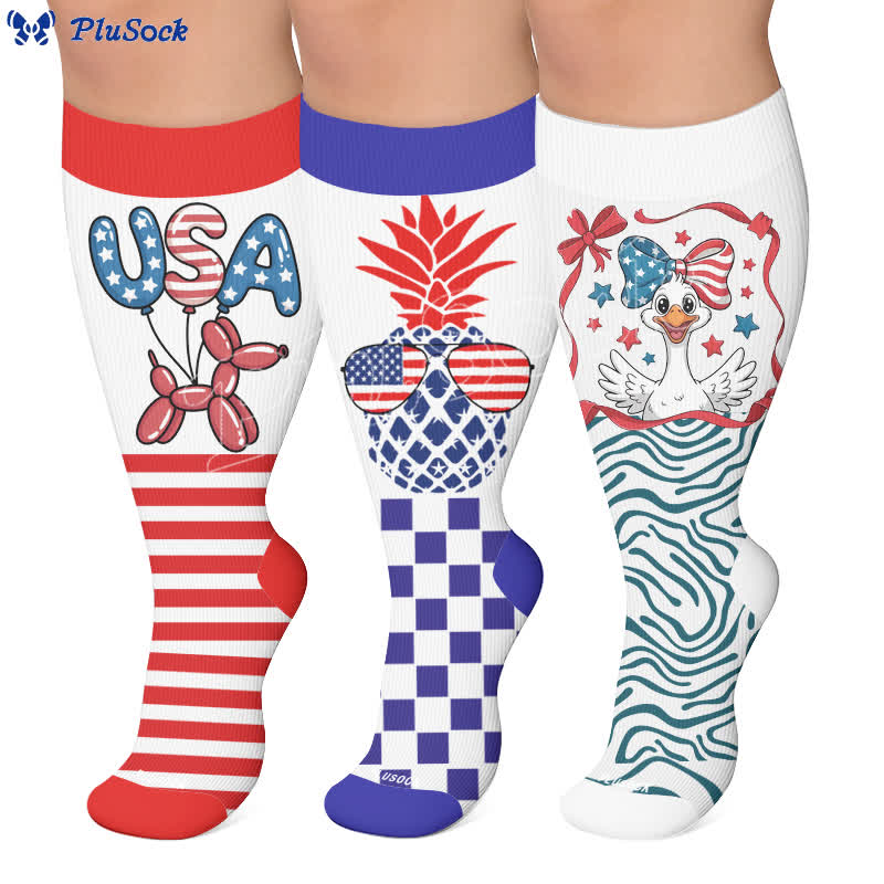 Plusock Plus Size Star Spangled Compression Socks - image 0