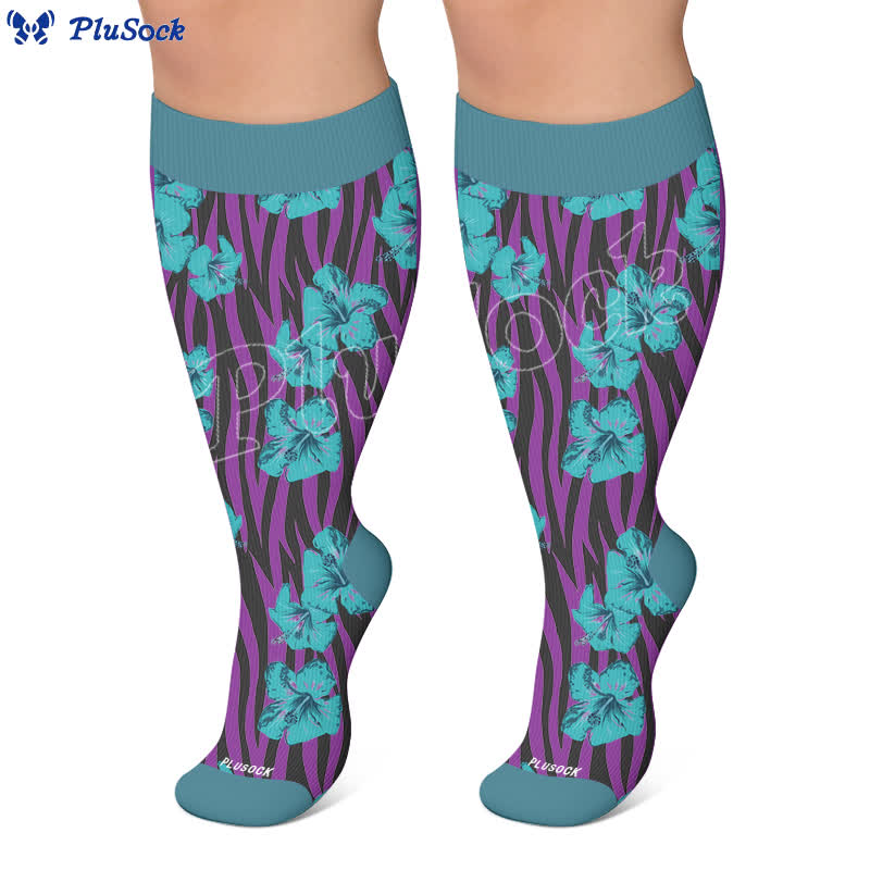 Plusock Plus Size Tropical Bloom Compression Socks - image 6