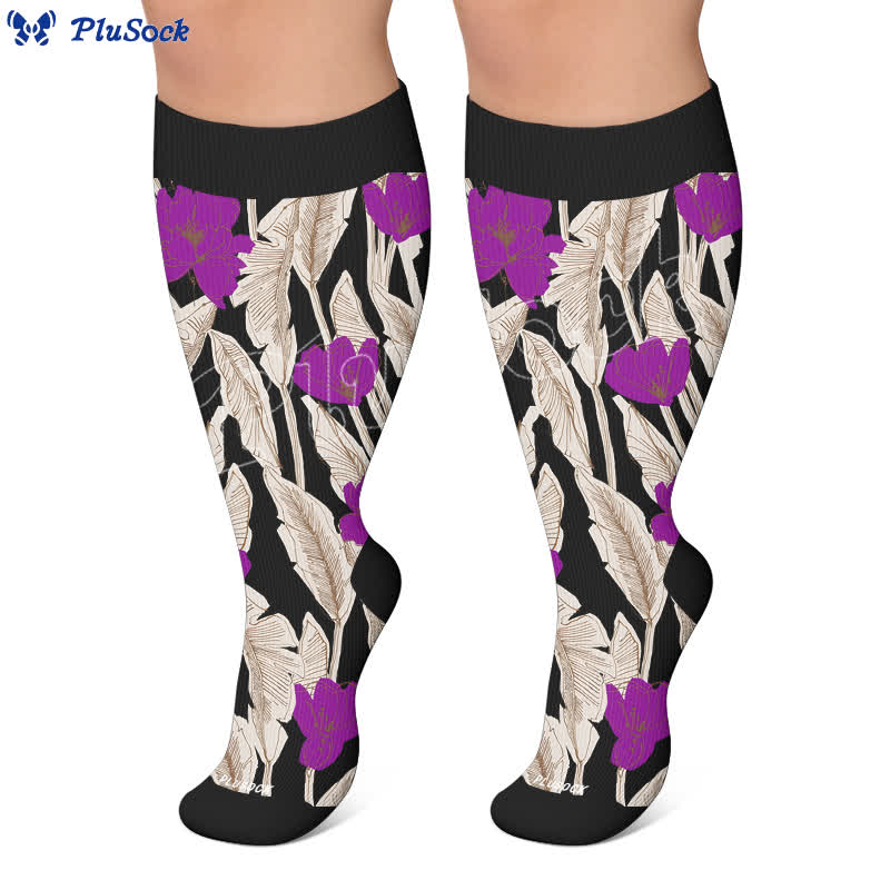 Plusock Plus Size Tropical Bloom Compression Socks - image 7