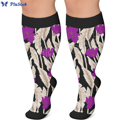 Plusock Plus Size Tropical Bloom Compression Socks - image 7