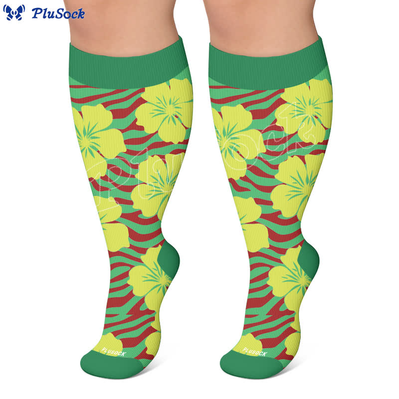 Plusock Plus Size Tropical Bloom Compression Socks - image 5
