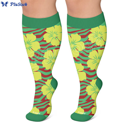 Plusock Plus Size Tropical Bloom Compression Socks - image 5