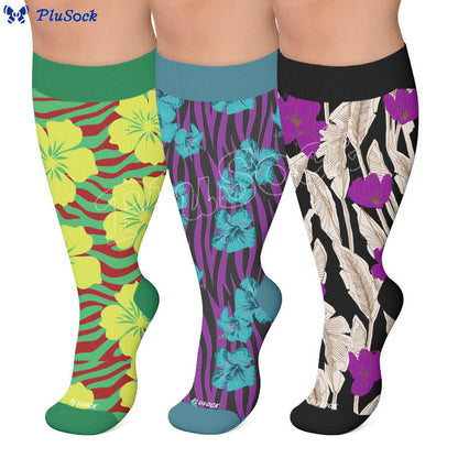 Plusock Plus Size Tropical Bloom Compression Socks - image 0