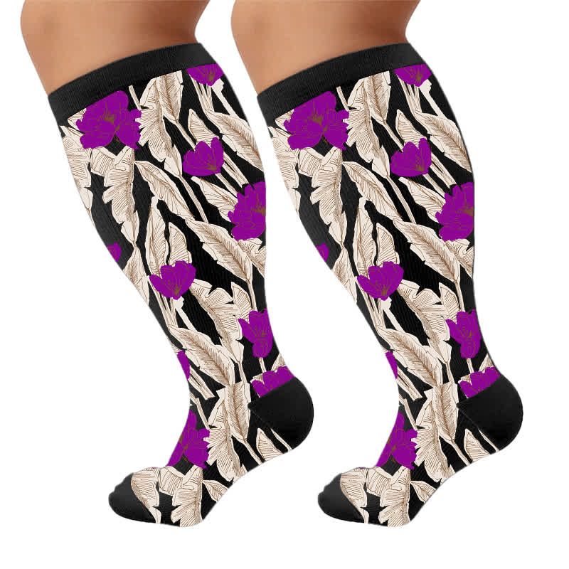 Plusock Plus Size Tropical Bloom Compression Socks - image 10