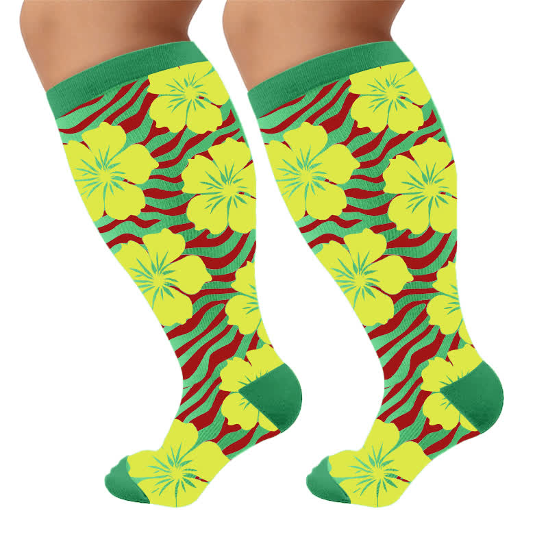 Plusock Plus Size Tropical Bloom Compression Socks - image 8