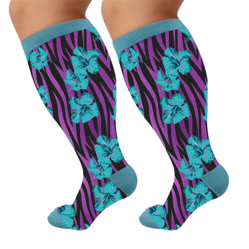 Plusock Plus Size Tropical Bloom Compression Socks - image 9