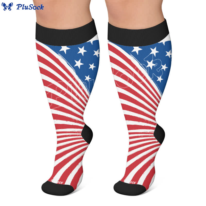Plusock Plus Size Starburst Stripe Compression Socks - image 7