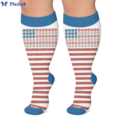 Plusock Plus Size Starburst Stripe Compression Socks - image 5