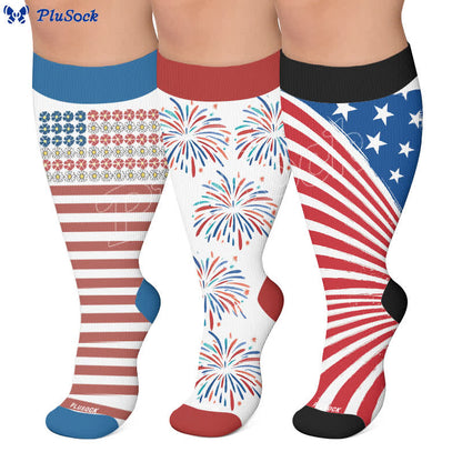 Plusock Plus Size Starburst Stripe Compression Socks - image 0