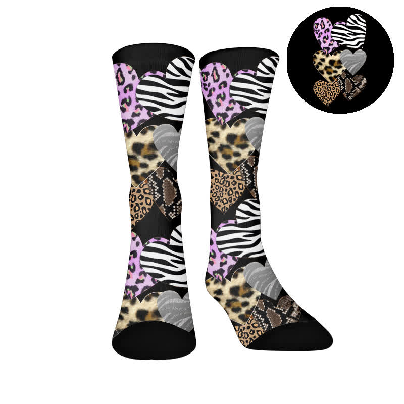 Plusock Sexy Heart Leopard Socks - Black(1 Pair) - EU37-44(US4-10) - image 8
