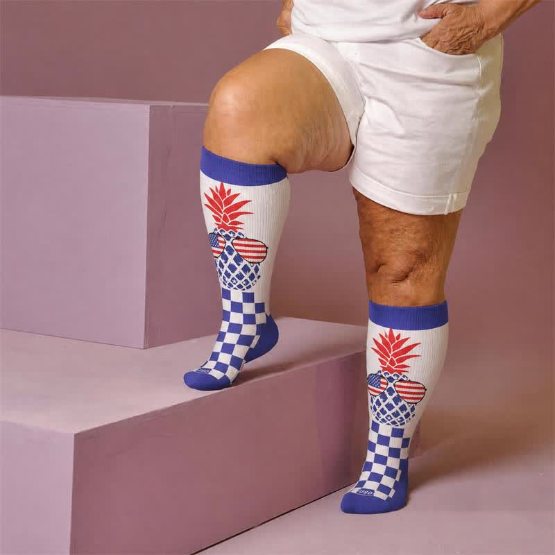 Plusock Plus Size Star Spangled Compression Socks - Blue(1 Pair) - 4XL - image 2