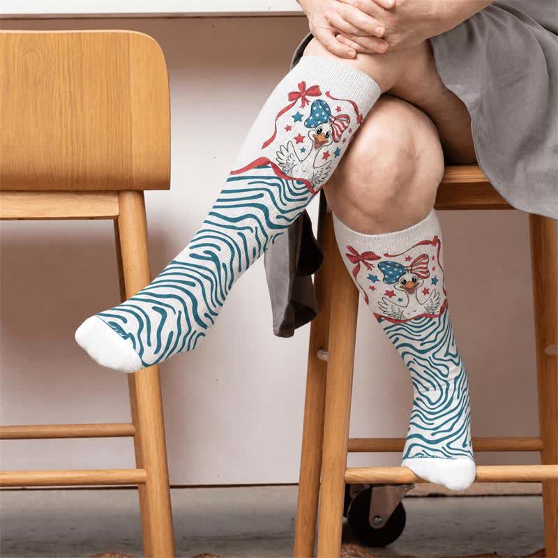 Plusock Plus Size Star Spangled Compression Socks - White(1 Pair) - 4XL - image 3