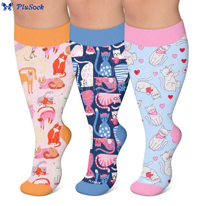 Plusock Plus Size Cute Cat Compression Socks - image 0