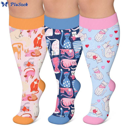 Plusock Plus Size Cute Cat Compression Socks - image 0