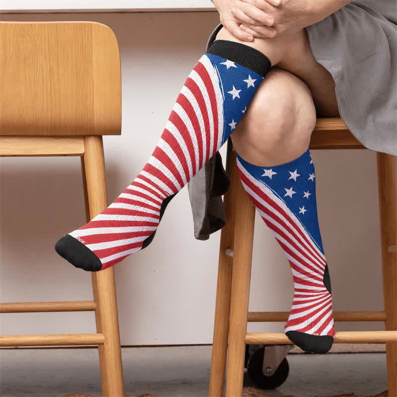 Plusock Plus Size Starburst Stripe Compression Socks - Black(1 Pair) - 4XL - image 3
