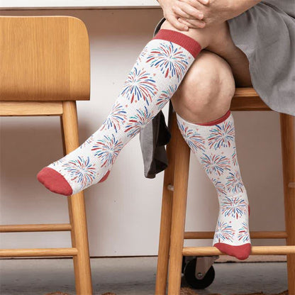 Plusock Plus Size Starburst Stripe Compression Socks - Red(1 Pair) - 4XL - image 2