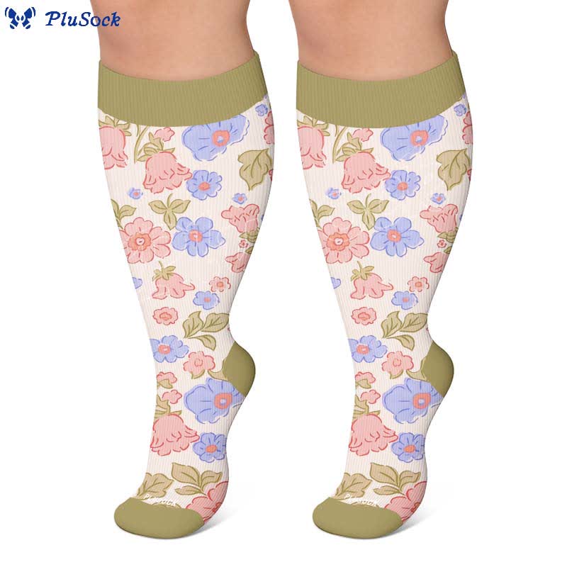 Plusock Plus Size Floral Garden Compression Socks - image 6