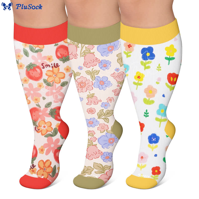 Plusock Plus Size Floral Garden Compression Socks - image 0