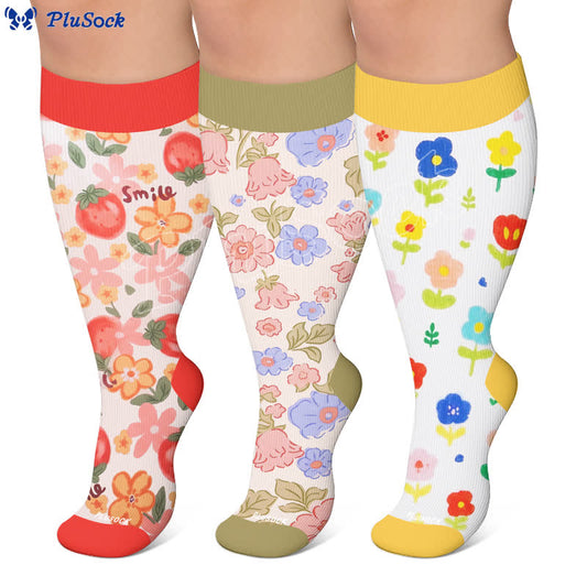 Plusock Plus Size Floral Garden Compression Socks - image 0