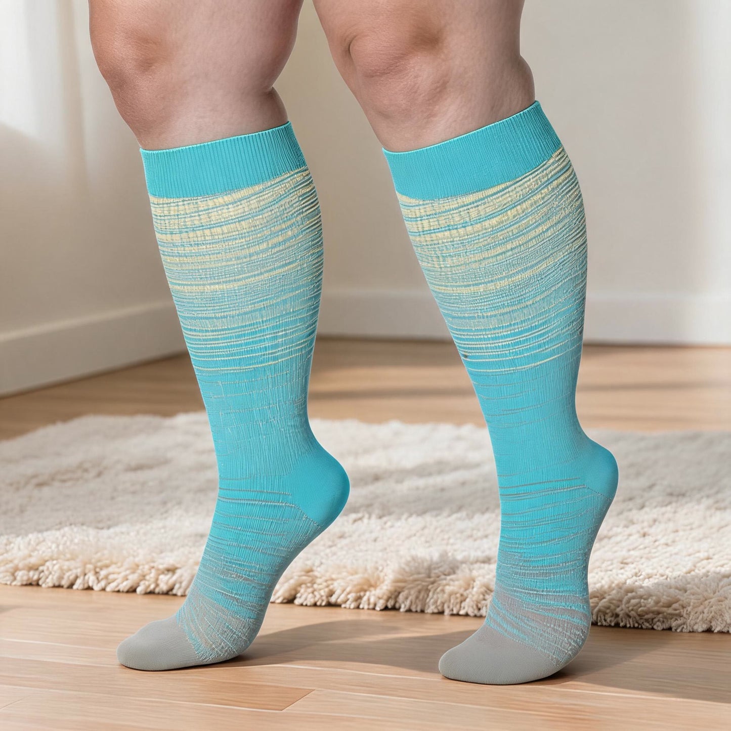 Plusock Plus Size Bright Stripe Compression Socks 2XL-7XL(3 Pairs) - image 1