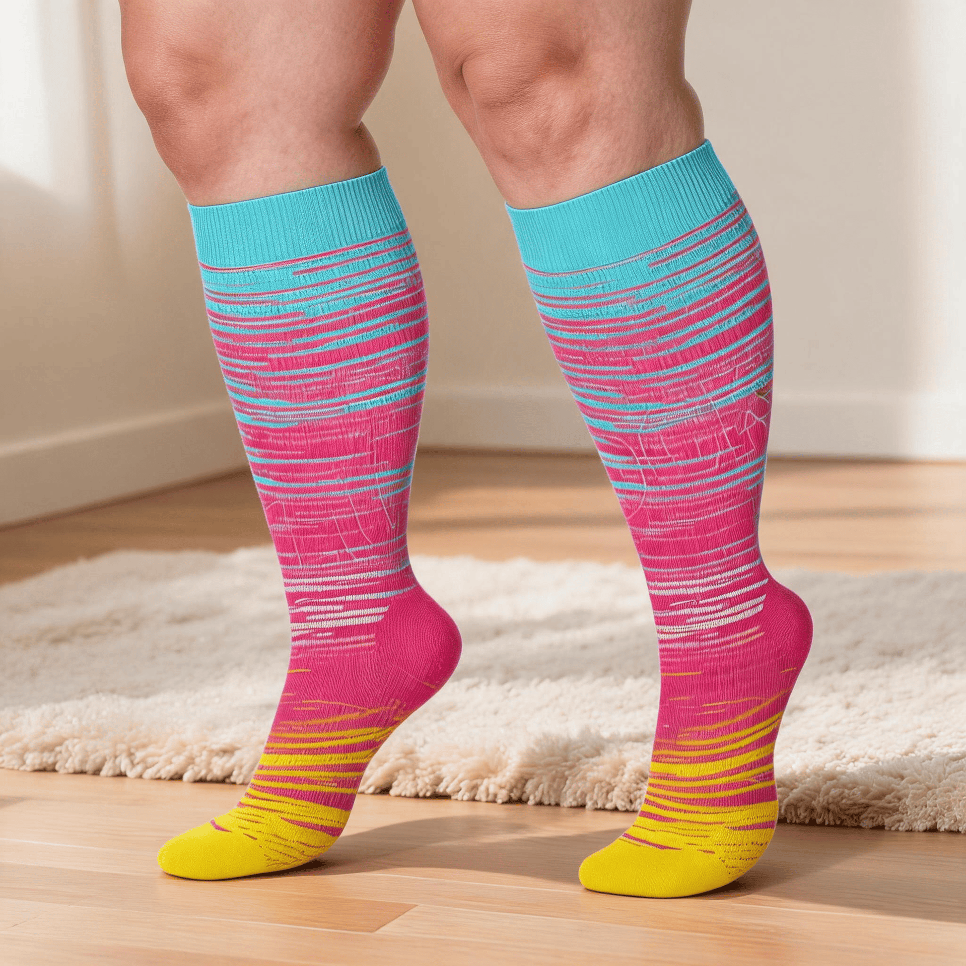 Plusock Plus Size Bright Stripe Compression Socks 2XL-7XL(3 Pairs) - image 3