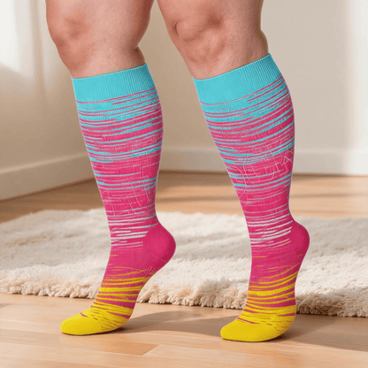 Plusock Plus Size Bright Stripe Compression Socks 2XL-7XL(3 Pairs) - image 3