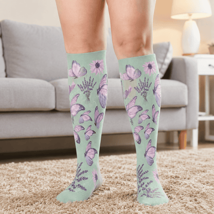 Plusock Plus Size Butterflies Dancing Compression Socks - image 1