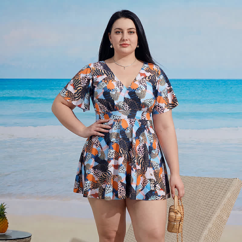 Plusock Floral V Neck Resort Swim Dress - image 5