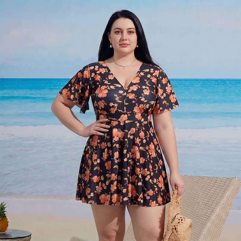 Plusock Floral V Neck Resort Swim Dress - image 2
