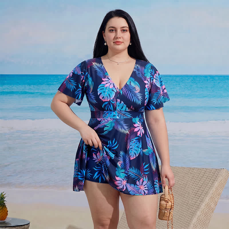 Plusock Floral V Neck Resort Swim Dress - image 4