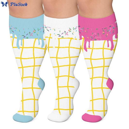 Plusock Plus Size Delicious Ice Cream Compression Socks - image 0