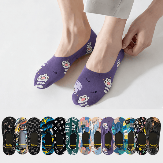 Plusock Playful Cartoon Animal Print No Show Socks(7 Pairs) - image 0