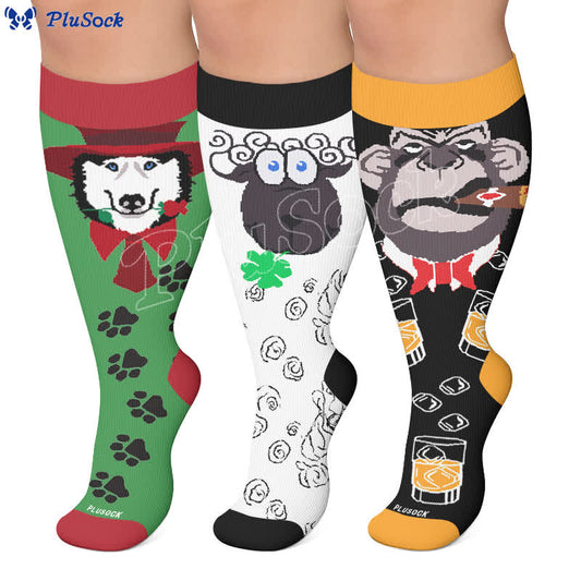 Plusock Plus Size Animale abstracte Compression Socks - image 0