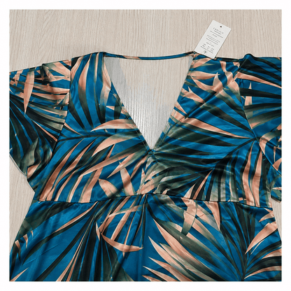 Plusock Tropical Leaf Wrap Swim Dress - image 3