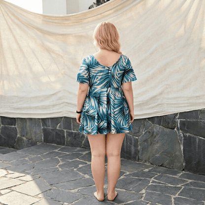 Plusock Tropical Leaf Wrap Swim Dress - image 1