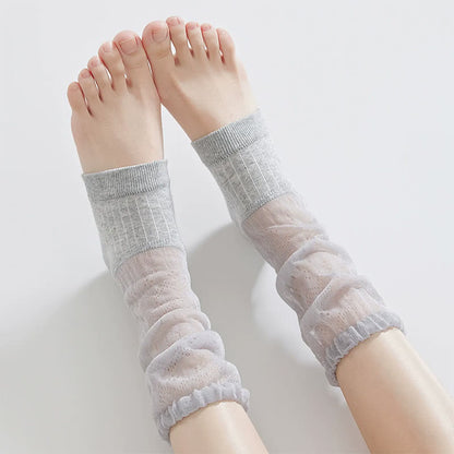Plusock Sheer Lace Quarter Slouch Socks(3 Pairs) - Gray - EU35-39(US2-6) - image 3