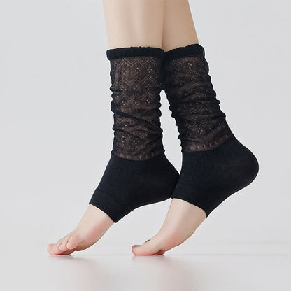 Plusock Sheer Lace Quarter Slouch Socks(3 Pairs) - Black - EU35-39(US2-6) - image 1