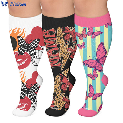 Plusock Plus Size Creative Butterfly Compression Socks - image 0