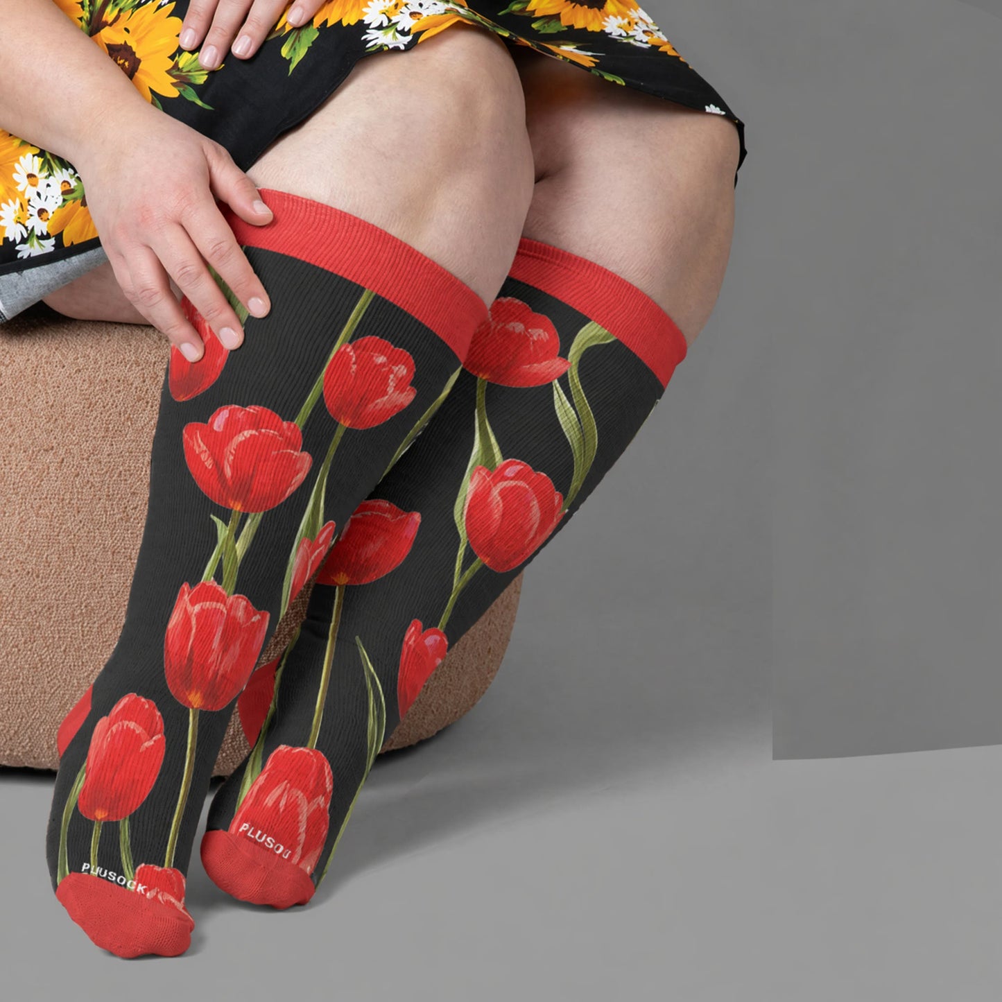 Plusock Plus Size Tulip Bloom Compression Socks - image 3