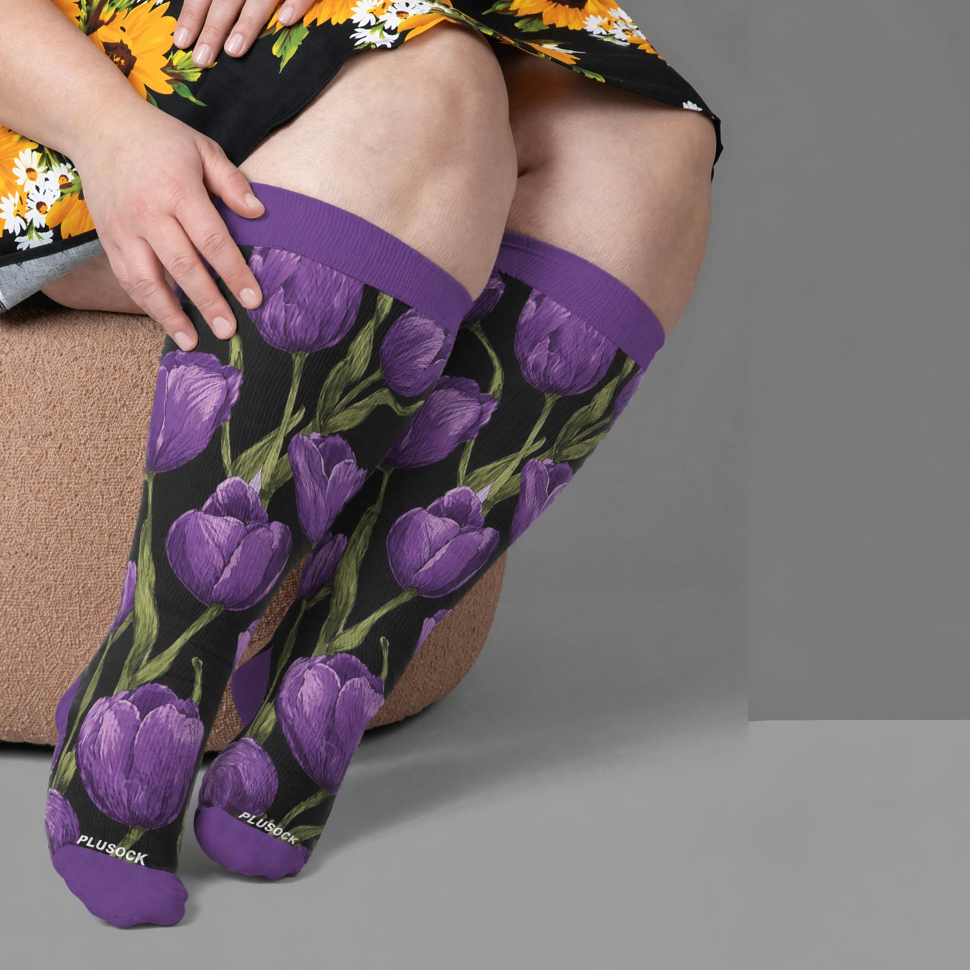 Plusock Plus Size Tulip Bloom Compression Socks - image 2