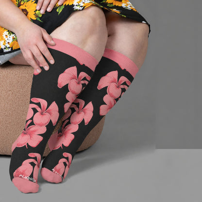Plusock Plus Size Tulip Bloom Compression Socks - image 1