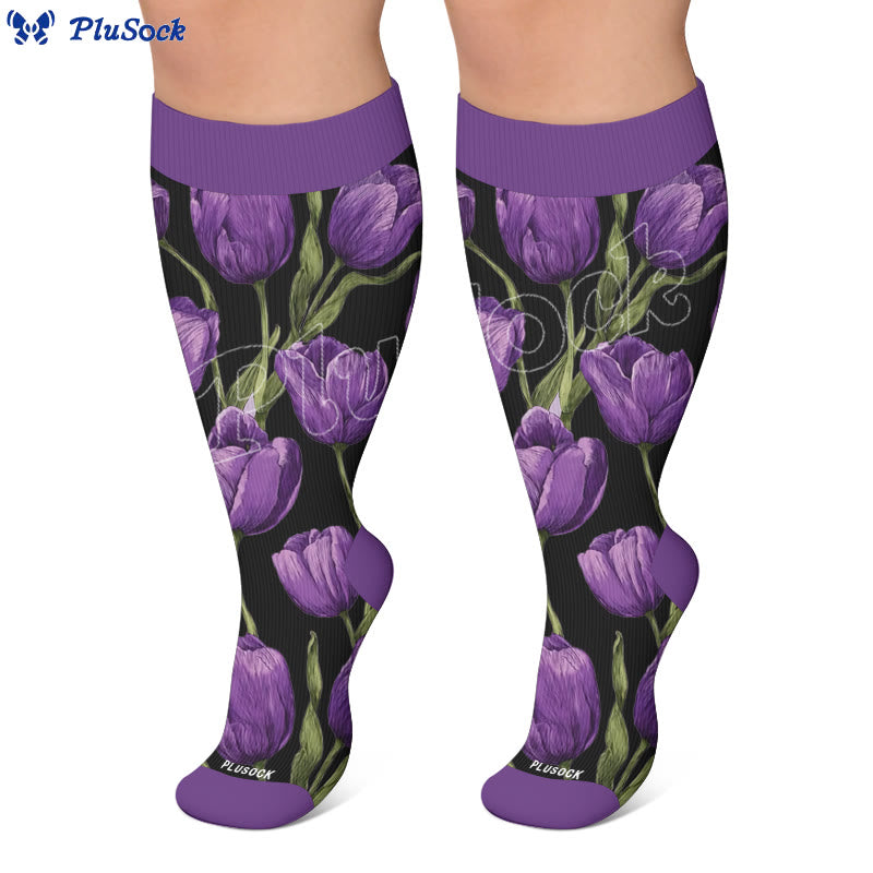 Plusock Plus Size Tulip Bloom Compression Socks - image 6