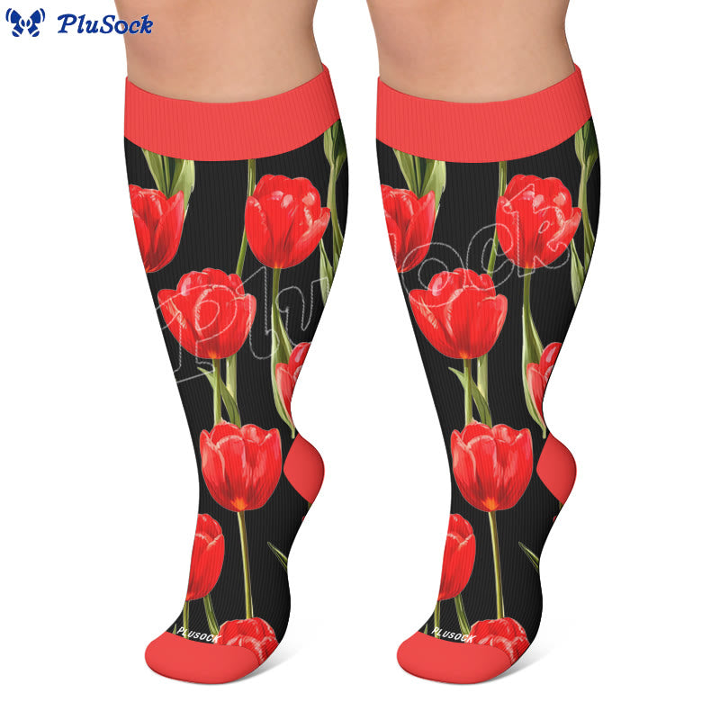 Plusock Plus Size Tulip Bloom Compression Socks - image 7