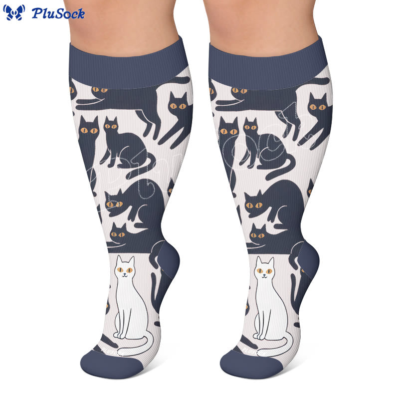 Plusock Plus Size Cartoon Black Cat Compression Socks - image 6